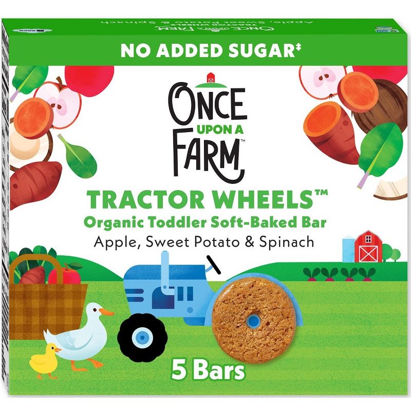 Once Upon a Farm Tractor Wheels Apple Sweet Potato & Spinach Baby Snacks by Once Upon a Farm - Tier B kids snack