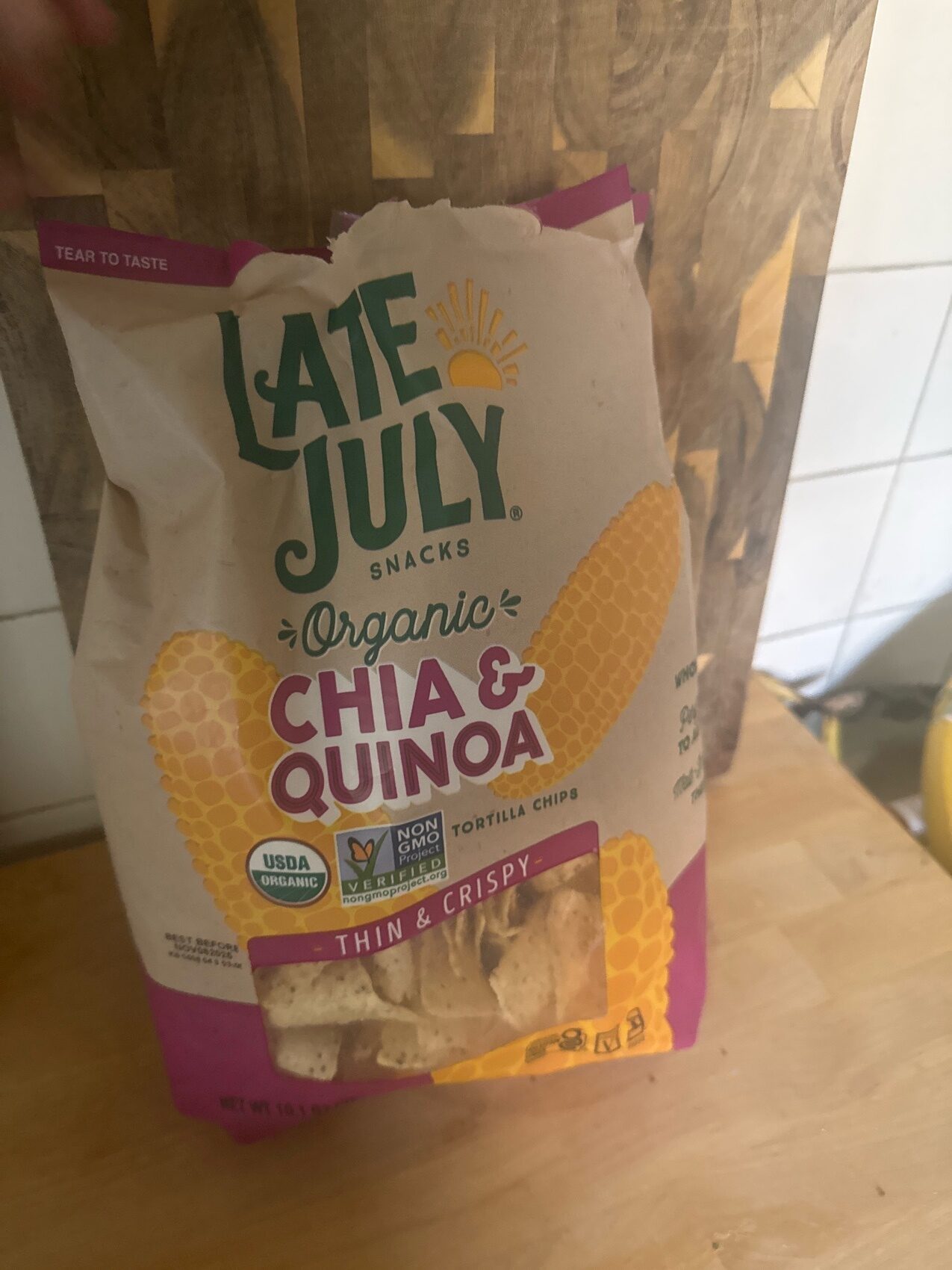 Organic Chia & Quinoa Restaurant Style Tortilla Chips by Late July - Tier A kids snack
