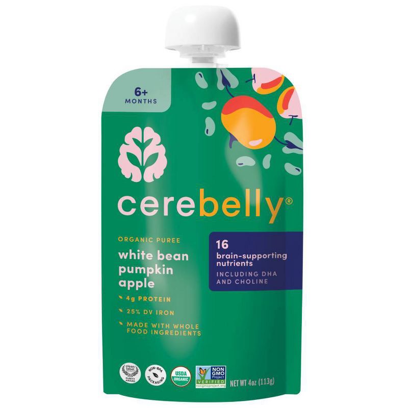 Cerebelly Organic White Bean, Pumpkin and Apple Baby Food Pouch by Cerebelly - Tier B kids snack