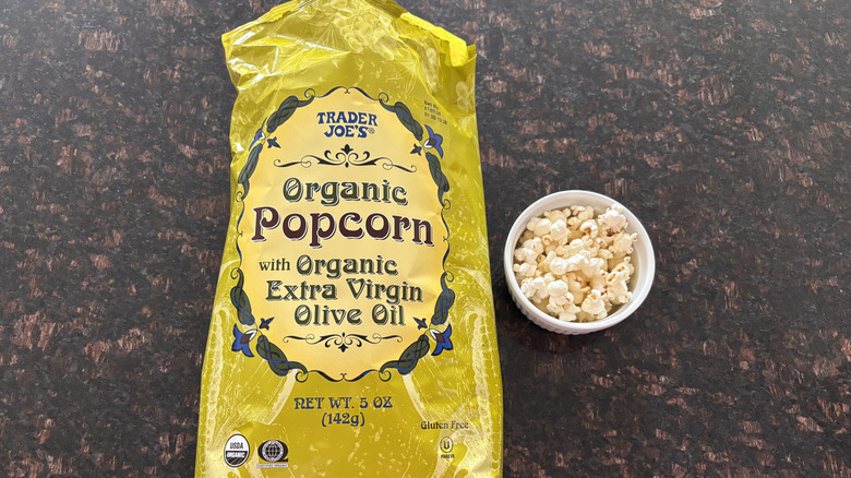 Organic Popcorn with Organic Extra Virgin Olive Oil by Trader Joe's - Tier A kids snack