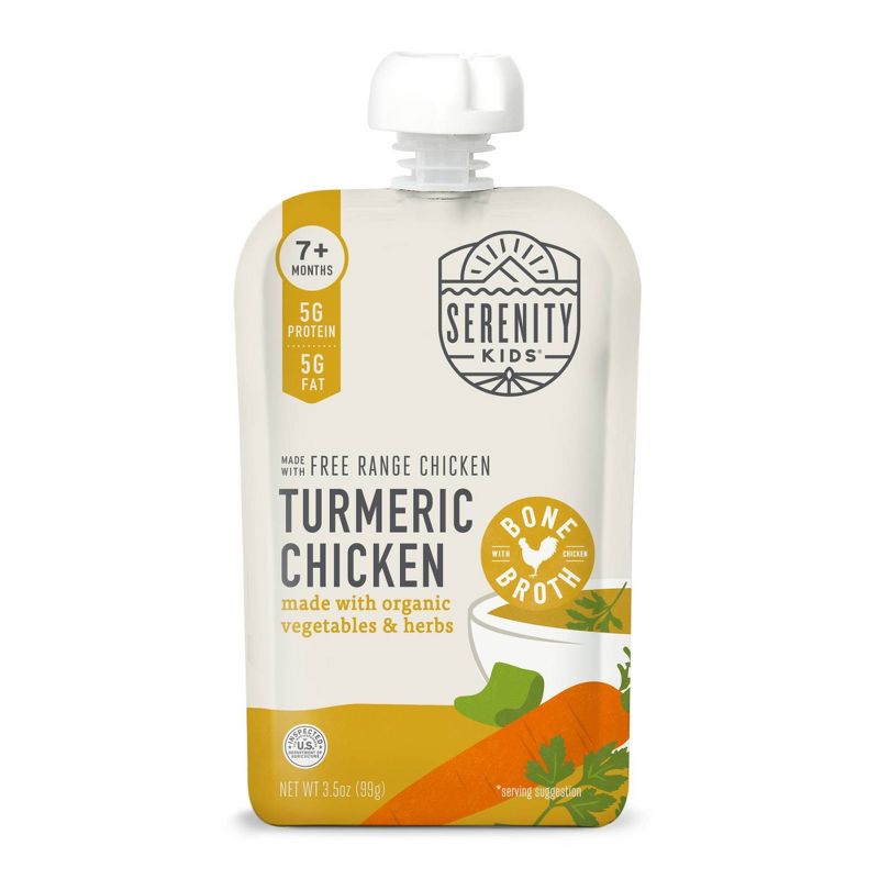 Serenity Kids Turmeric Chicken with Organic Vegetables, Herbs & Bone Broth Baby Food Pouch by Serenity Kids - Tier B kids snack