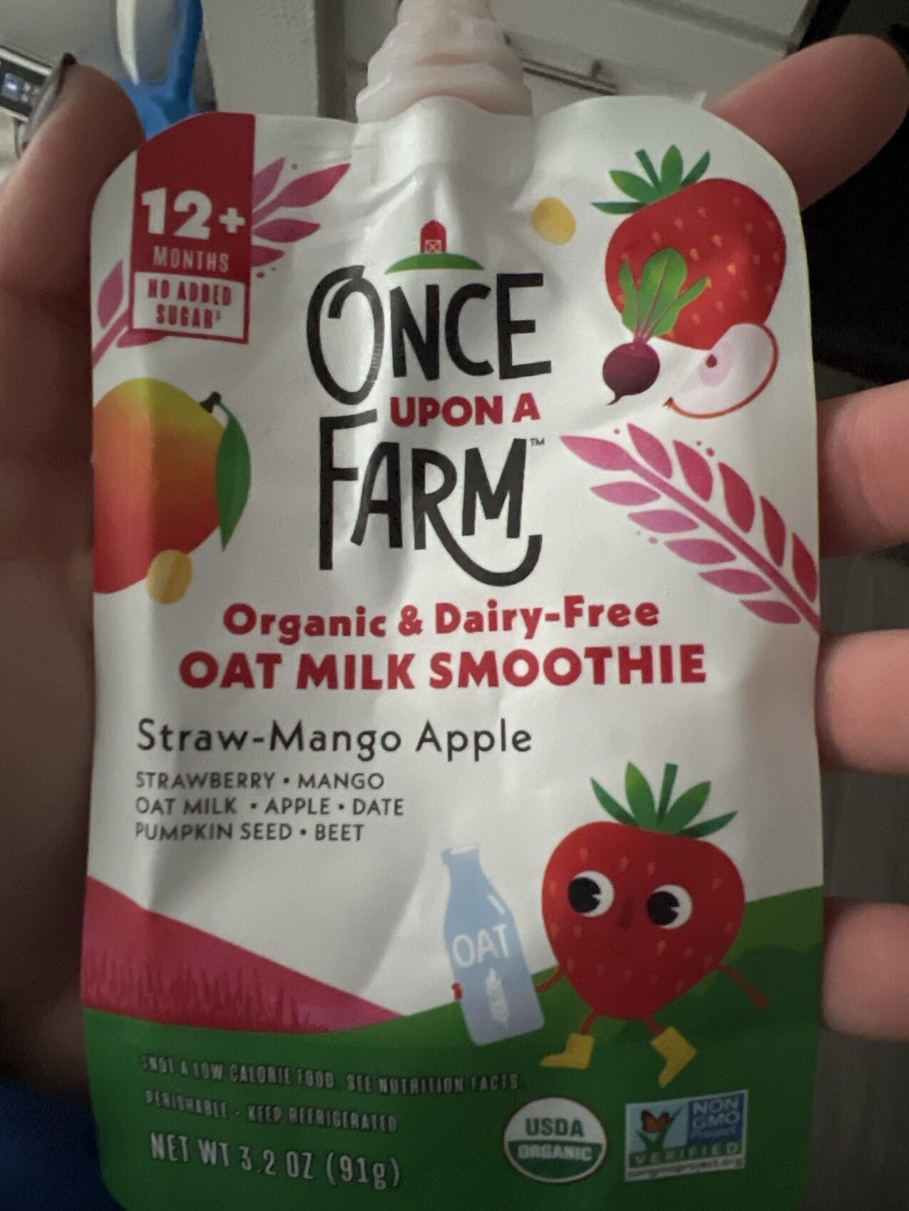 Organic & dairy Free Oat Milk Smoothie by Once Upon a Farm - Tier B kids snack