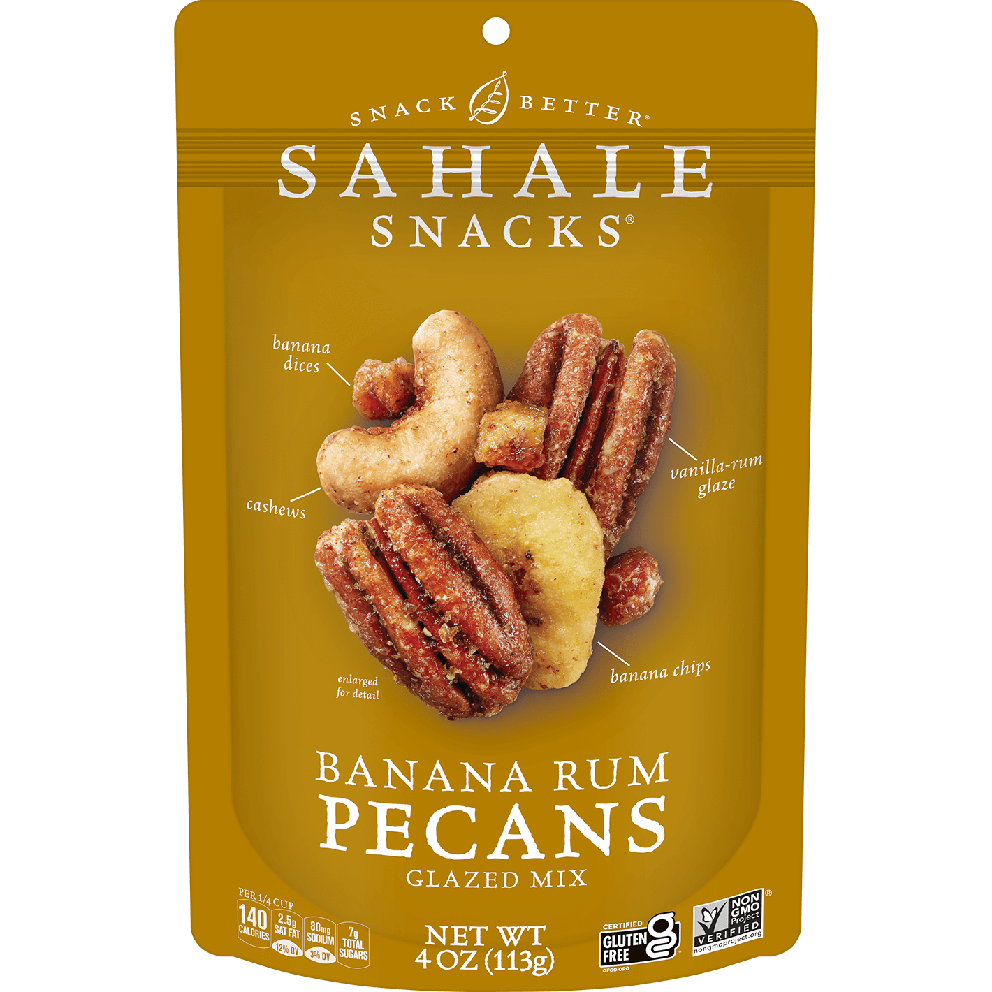 Banana Rum Pecans Glazed Mix Nut Blend by Sahale Snacks - Tier D kids snack