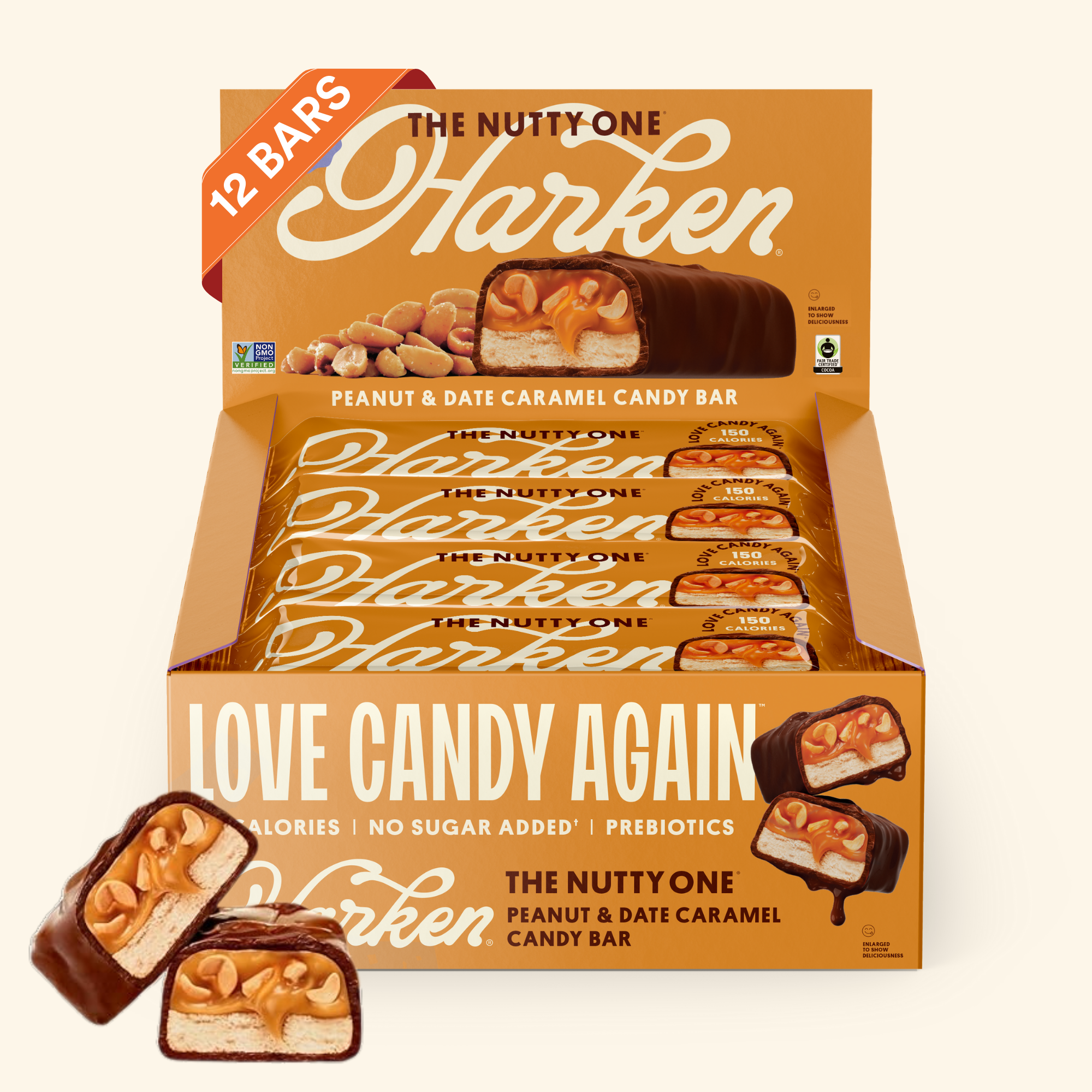Harken The Nutty One - Peanuts & Date Caramel Candy Bar (Full Size) by Harken Sweets - Tier B kids snack
