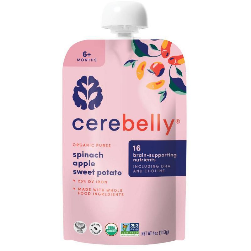 Cerebelly Organic Spinach, Apple & Sweet Potato Baby Food Pouch by Cerebelly - Tier B kids snack