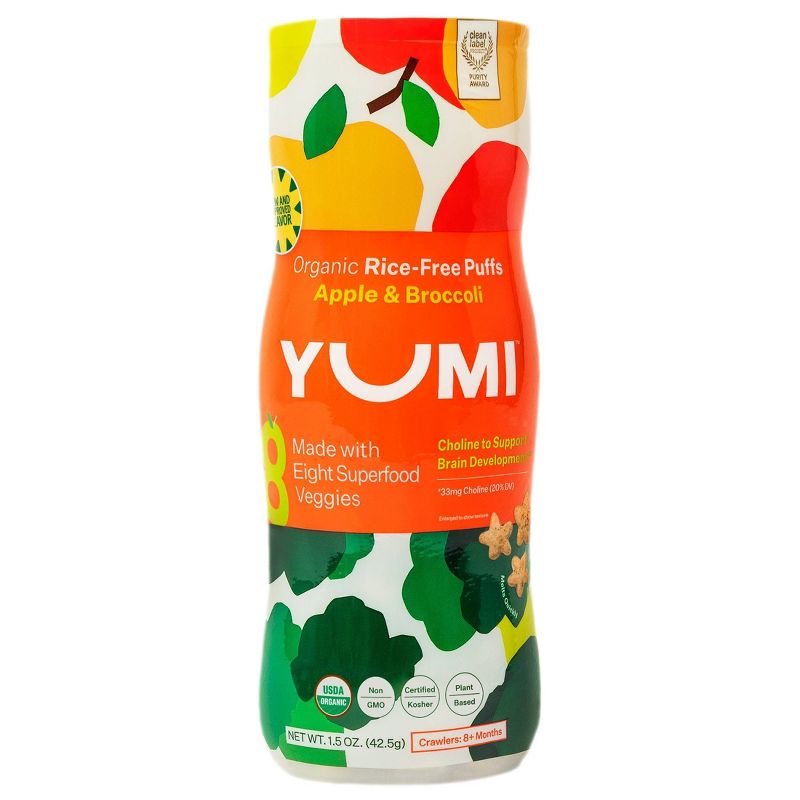 YUMI Organic Apple & Broccoli Baby Snack Puffs by Yumi - Tier A kids snack