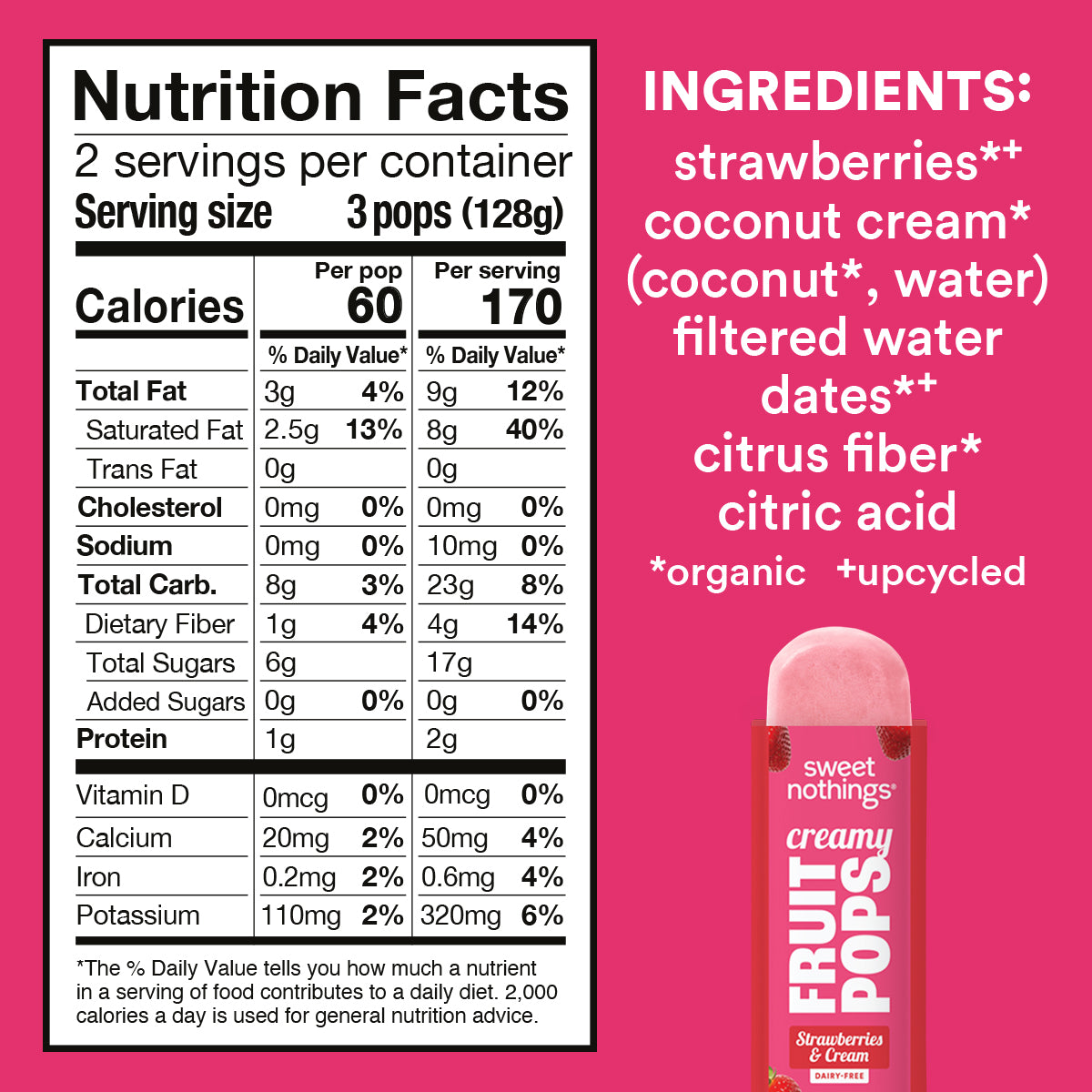 Sweet Nothings Creamy Fruit Pops - Strawberries & Cream by Sweet Nothings Kids - Tier B kids snack