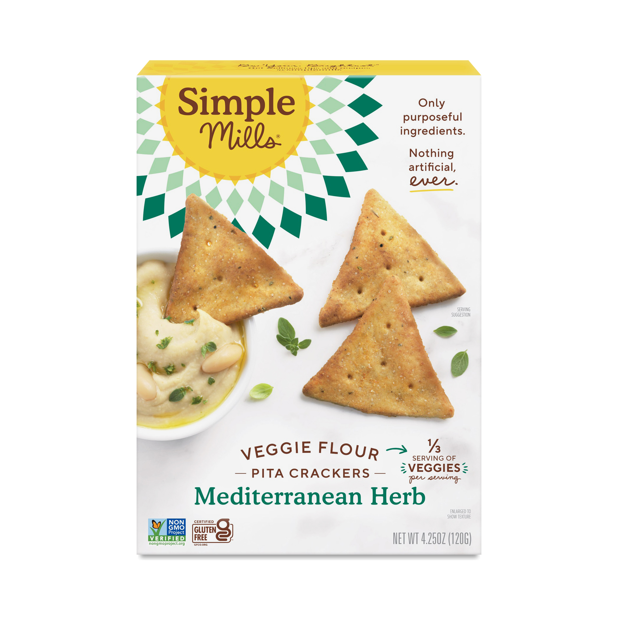 VEGGIE FLOUR PITA CRACKERS Mediterranean Herb by Simple Mills