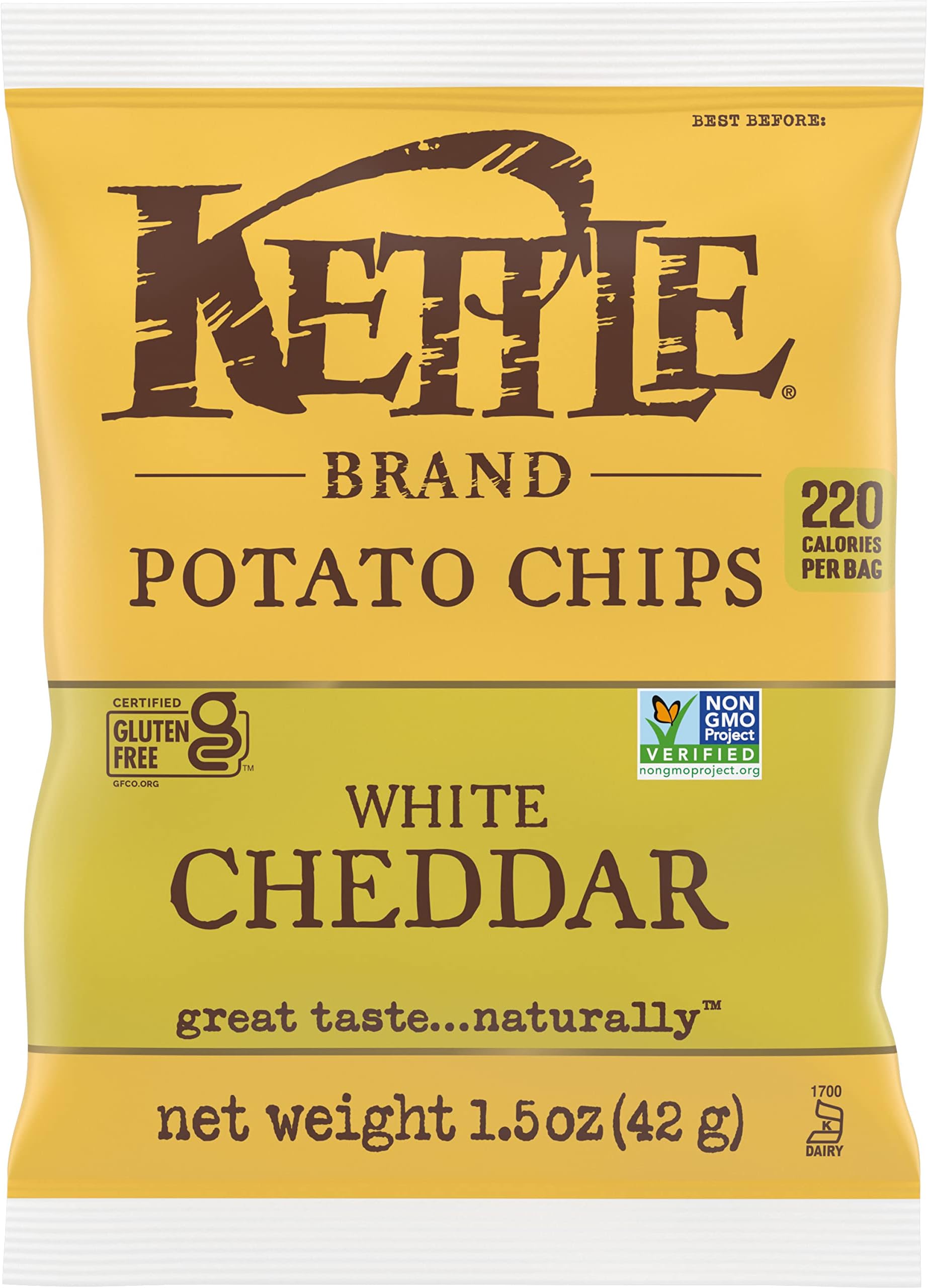 Potato Chips, White Cheddar Kettle Chips by Kettle Brand - Tier E kids snack
