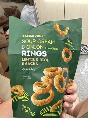 Sour Cream & Onion Flavored Rings Lentil & Rice Snacks by Trader Joe's - Tier B kids snack
