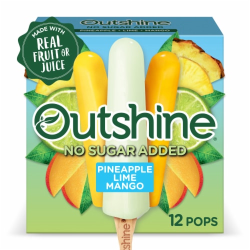 No Sugar Added Pineapple, Lemon, and Mango Frozen Fruit Mini Pops Variety Pack by Outshine - Tier B kids snack
