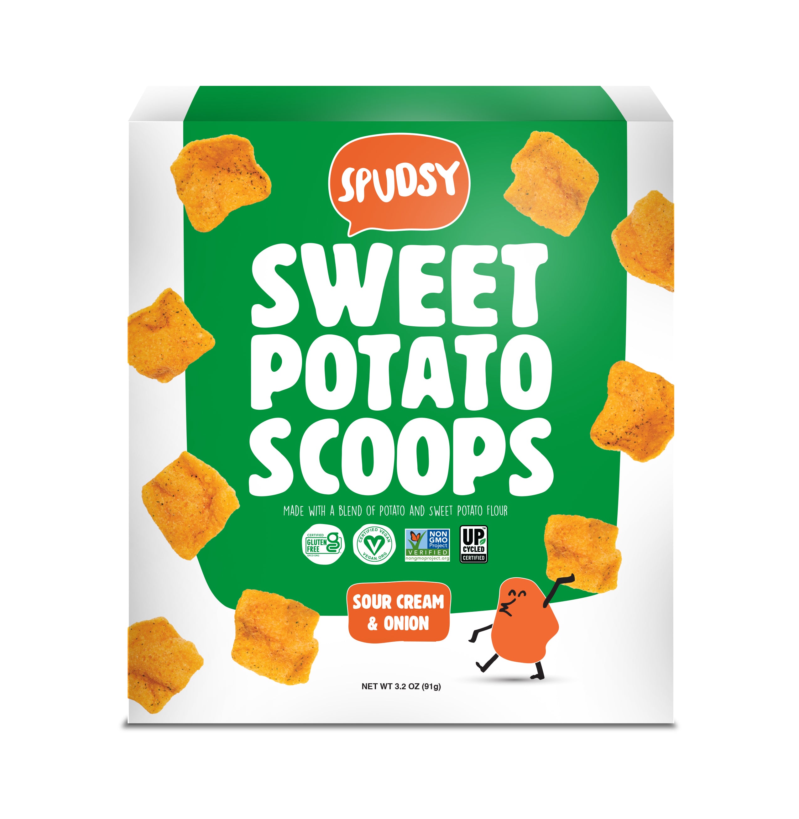 Spudsy Sour Cream and Onion Sweet Potato Scoops by Spudsy - Tier A kids snack
