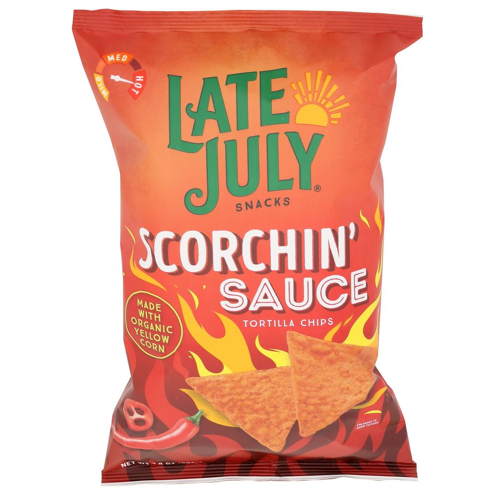 Scorchin Sauce Corn Tortilla Chips by Late July - Tier B kids snack