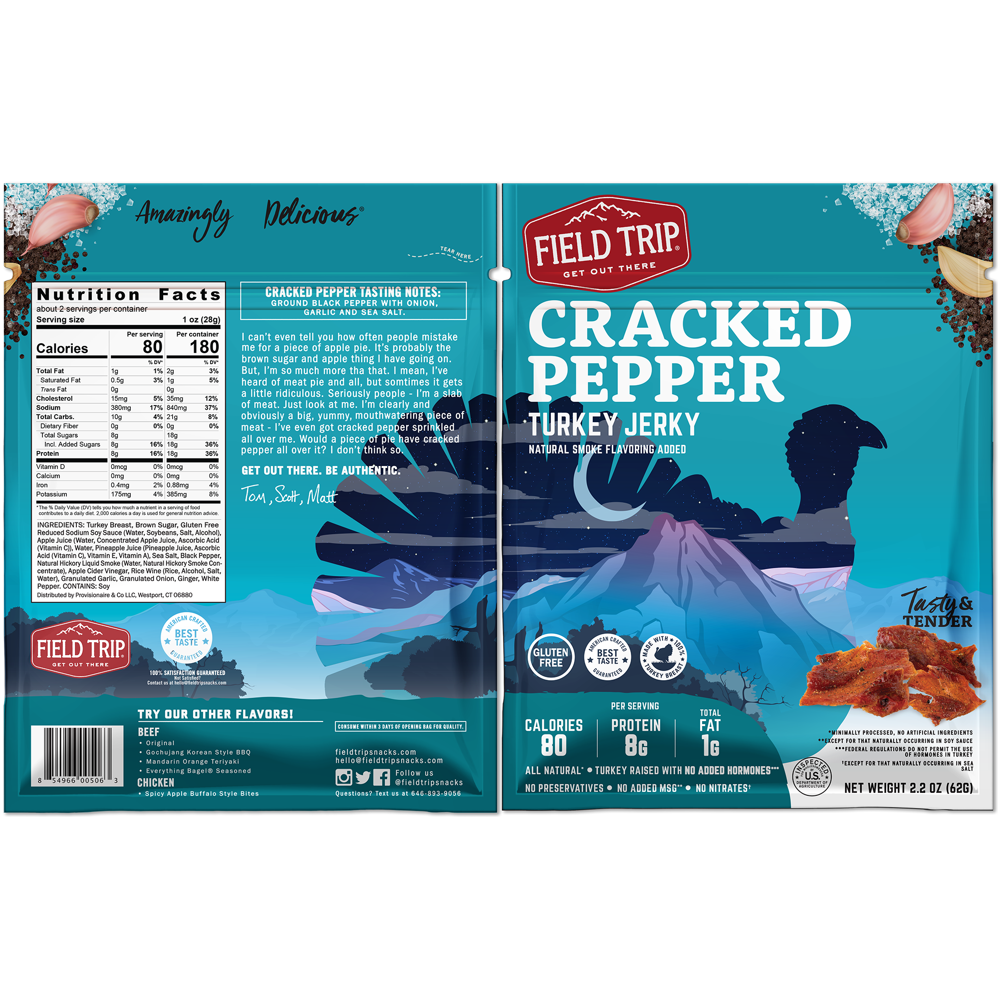 Cracked Pepper Turkey Jerky by Field Trip - Tier E kids snack