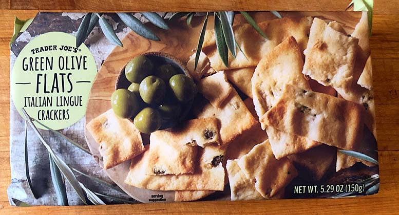 Green Olive Flats Italian Linguge Crackers by Trader Joe's - Tier B kids snack