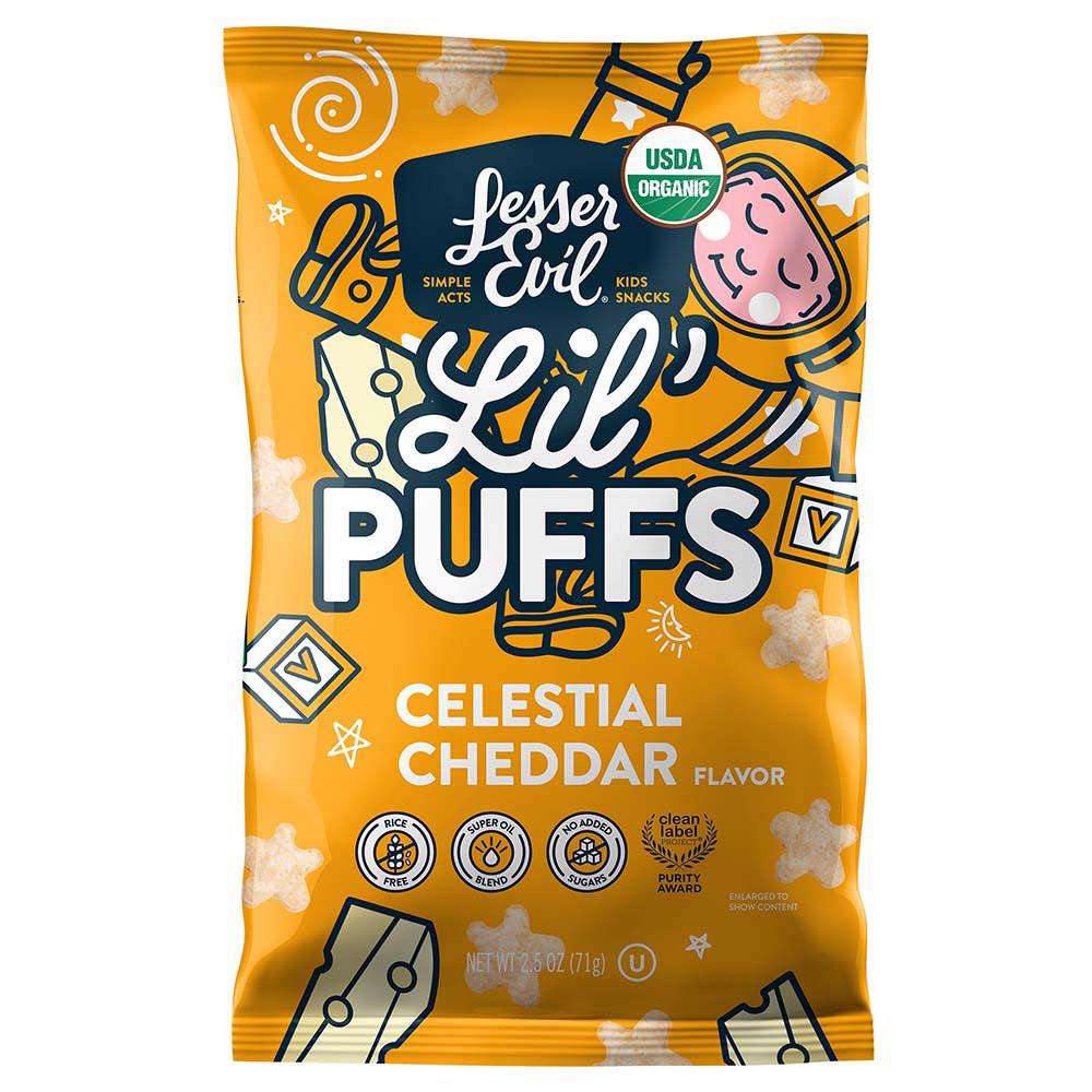 Lil Puffs, Celestial Cheddar Flavor by LesserEvil - Tier A kids snack