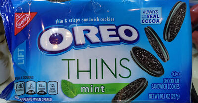 Nabisco oreo thins cookies mint 1x10.1 oz by Oreo - Tier E kids snack