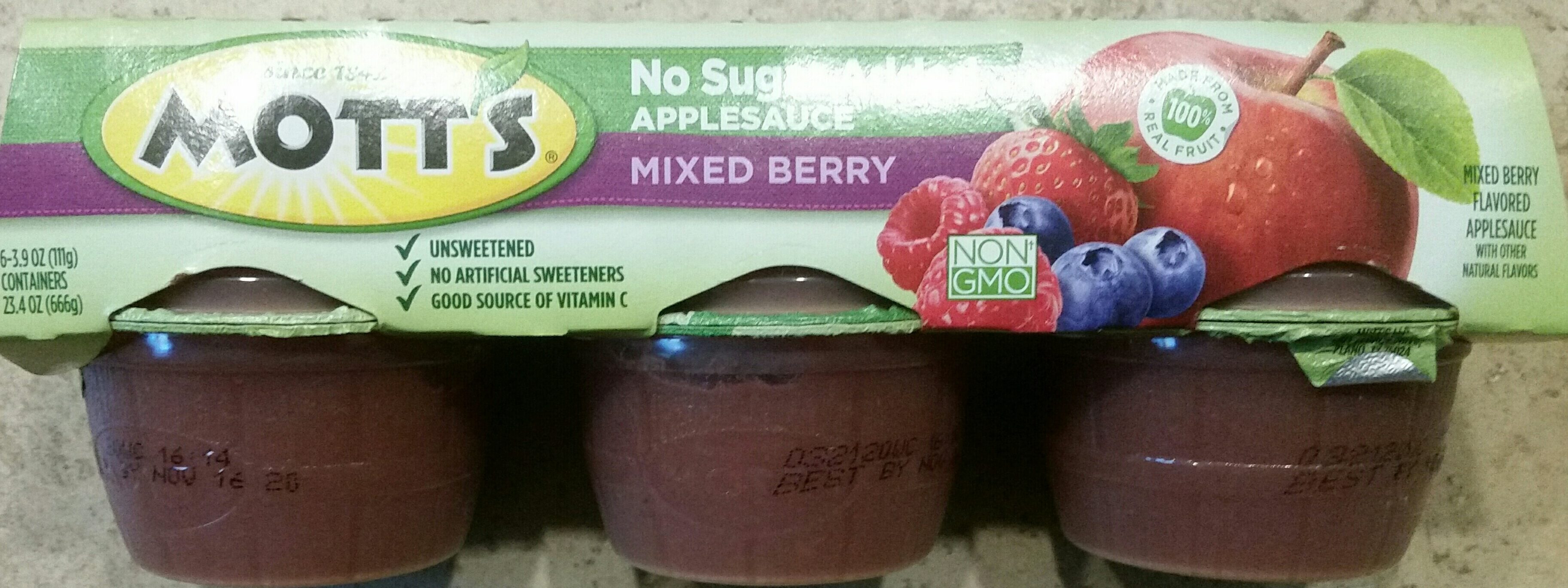 Mixed Berry Unsweetened applesauce by Mott's
