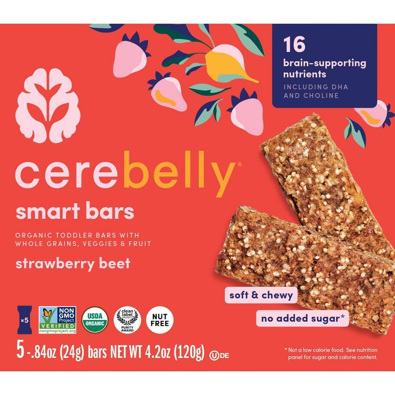 Cerebelly Organic Strawberry Beet Smart Snack Bars by Cerebelly - Tier B kids snack