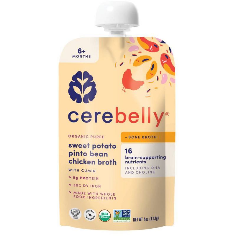 Cerebelly Bone Broth Sweet Potato Pinto Bean Chicken Broth Baby Meals Pouch by Cerebelly - Tier B kids snack