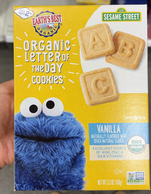 Organic Letter Of The Day Cookies Very Vanilla by Earth's Best - Tier D kids snack