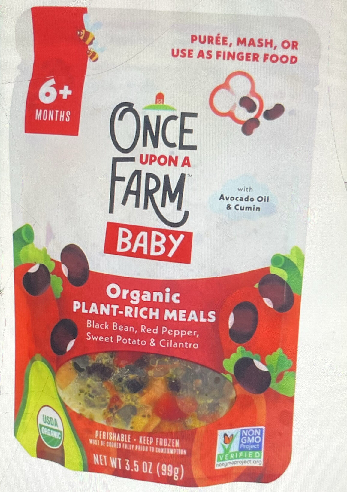 Organic Plant-Rich Meals Black Bean, Red Pepper, Sweet Potato & Cilantro by Once Upon a Farm - Tier B kids snack