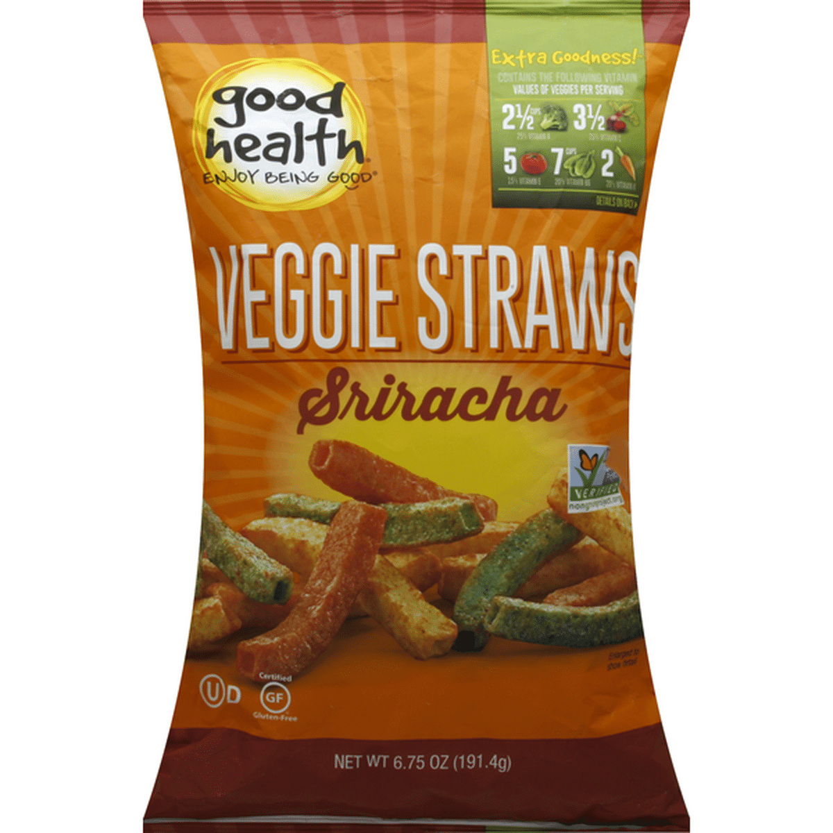 Sriracha veggie straws, sriracha by Good Health