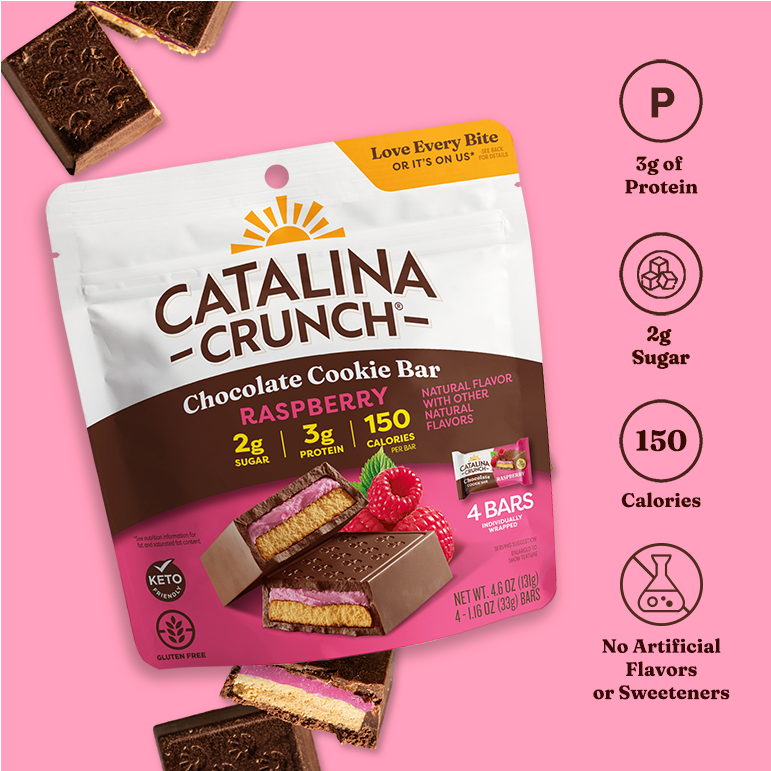 Raspberry Cookie Bar by Catalina Crunch - Tier C kids snack