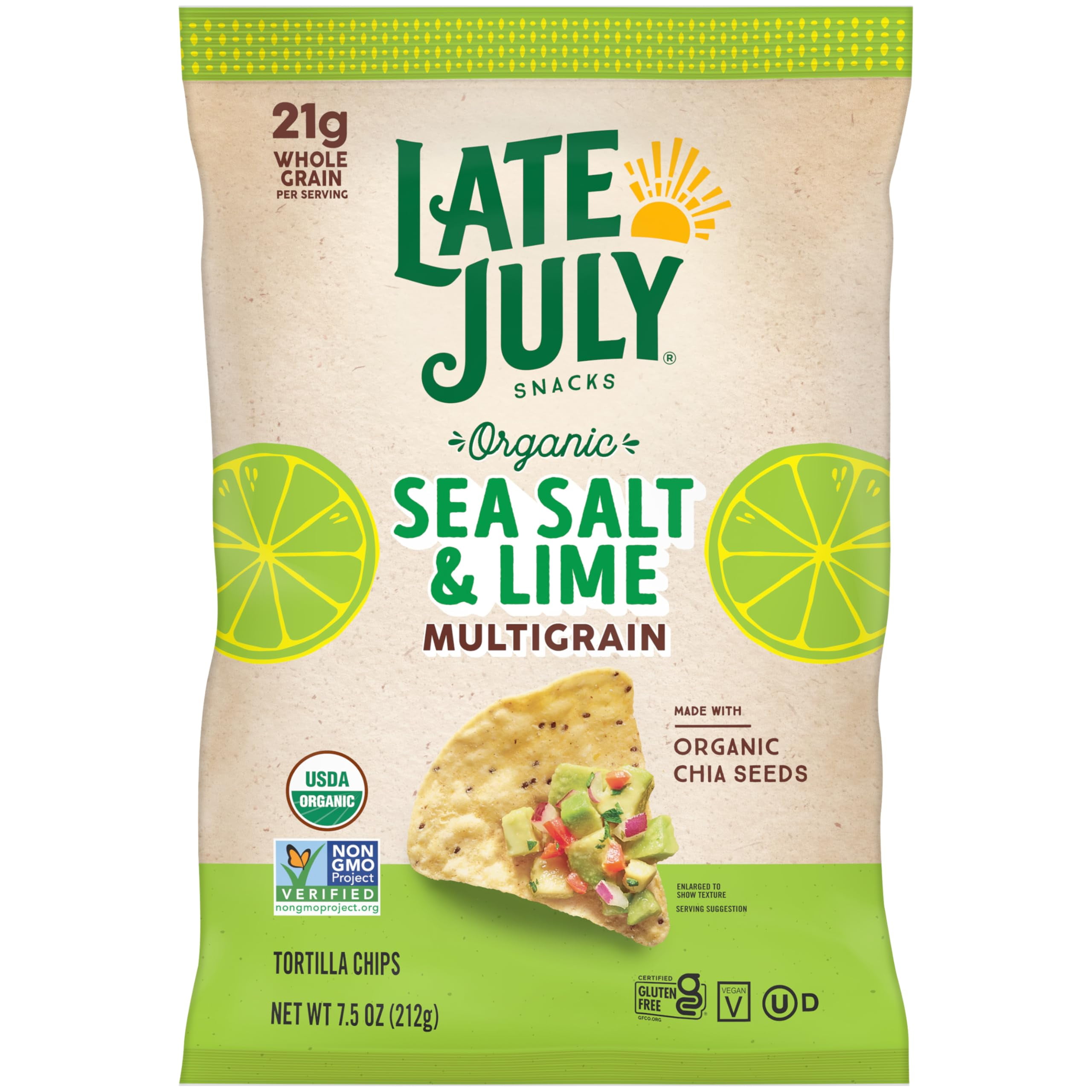 Sea Salt & Lime Multigrain Tortilla Chips by Late July - Tier A kids snack