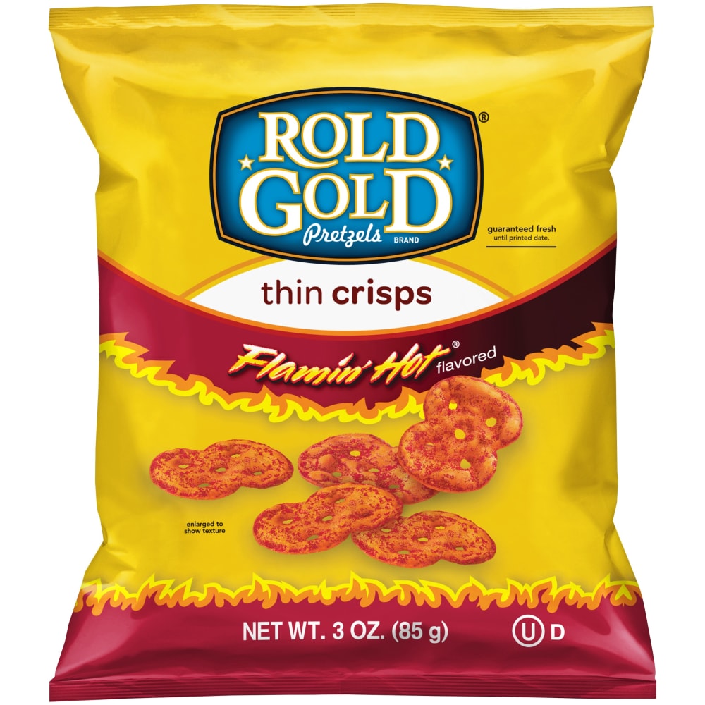Flamin' Hot Thin Crisps Pretzels, Flamin' Hot by Rold Gold - Tier B kids snack