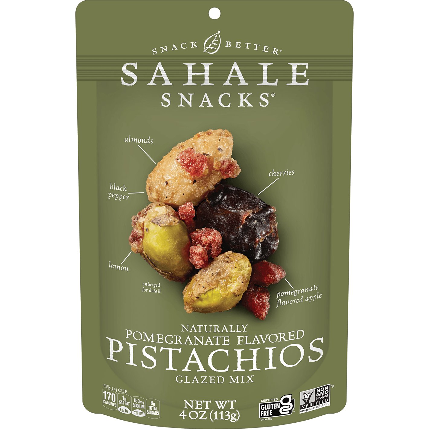 Pomegranate Pistachios Glazed Mix Nut Blend by Sahale Snacks - Tier D kids snack