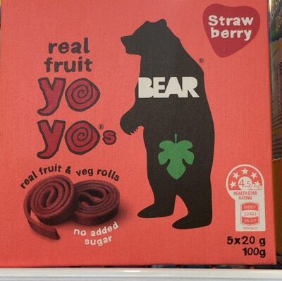 Real Fruit Yo Yos - Strawberry by BEAR - Tier E kids snack