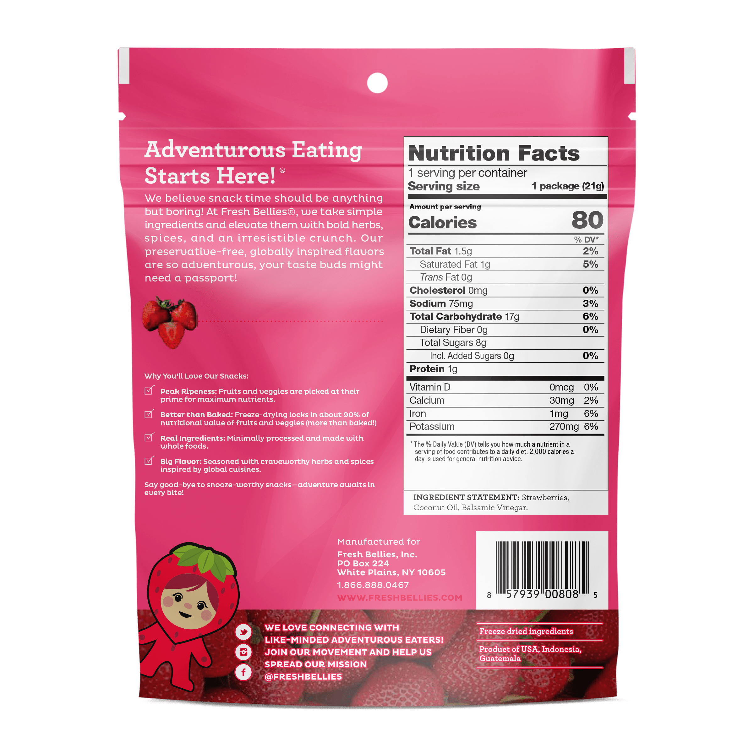 Strawberry Feels Forever Snack (Strawberry Balsamic) by Fresh Bellies - Tier B kids snack