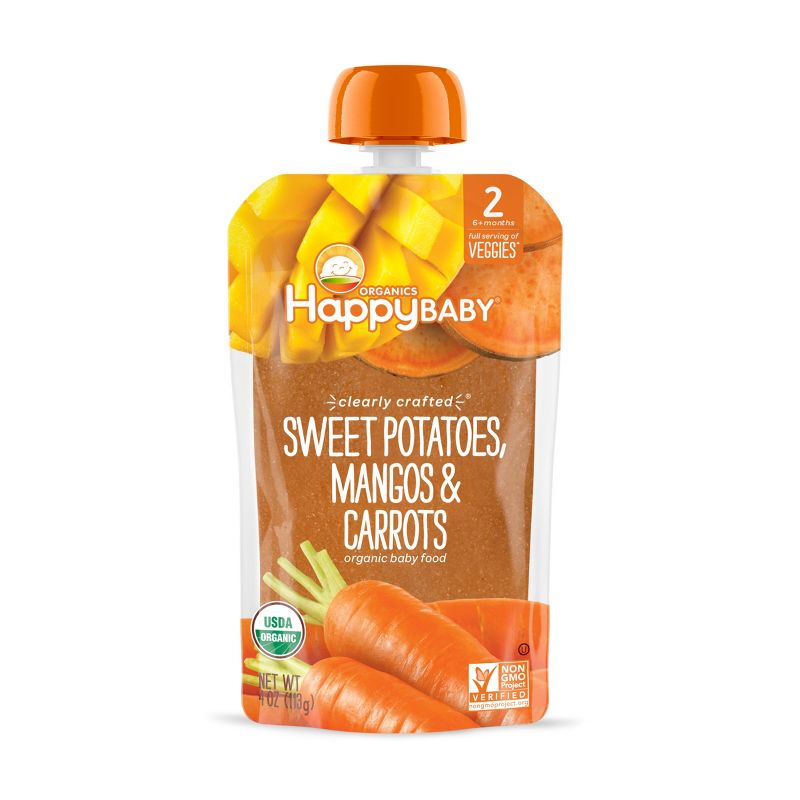 Happy Baby Organic Sweet Potatoes, Mangos & Carrots Baby Food Pouch by Happy Baby