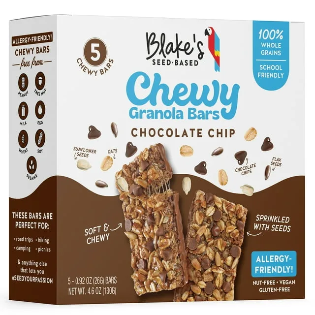 Chocolate Chip Chewy Granola Bar by Blake's Seed Based - Tier D kids snack
