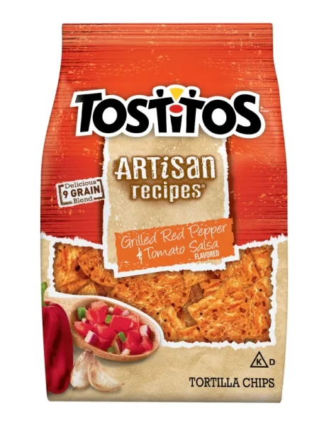 Artisan Recipes Tortilla Chips, Grilled Red Pepper & Tomato Salsa by Tostitos - Tier A kids snack