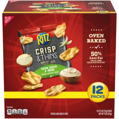 Cream cheese & onion crisp & thins potato and wheat chips, cream cheese & onion by Crisp & Thins - Tier C kids snack