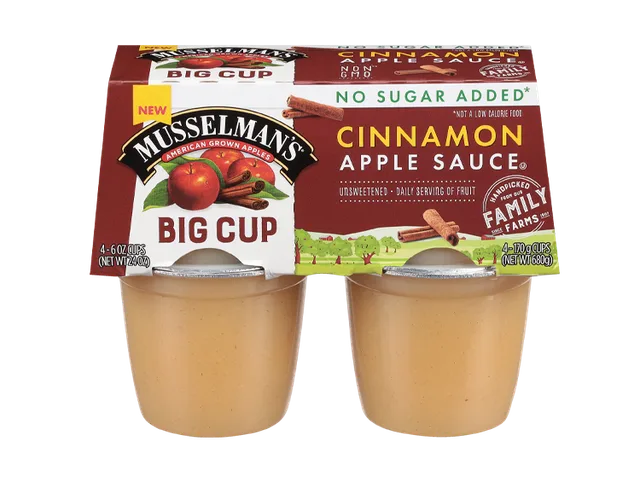 No Sugar Added Cinnamon Apple Sauce Big Cups by Musselman's - Tier B kids snack