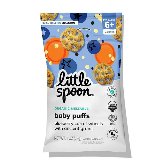 Little Spoon Organic Blueberry Carrot Wheel Baby Puffs – 1oz by Little Spoon - Tier A kids snack