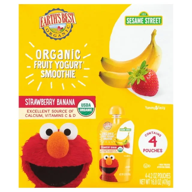 Organic Fruit Yogurt Smoothie Strawberry Banana by Earth's Best - Tier B kids snack