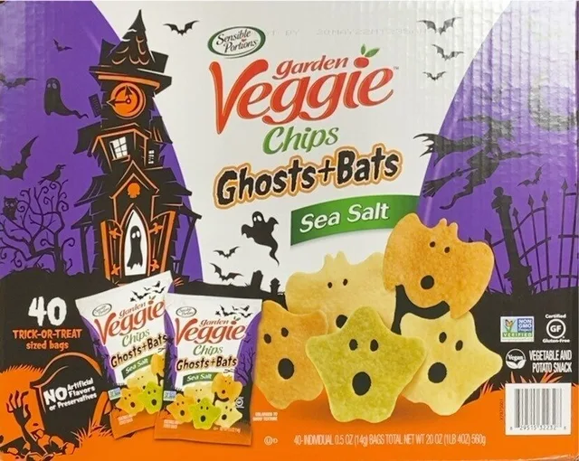 Garden Veggie Chips Ghost + Bats sea salt by Sensible Portions - Tier A kids snack