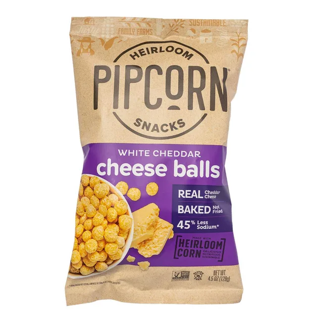 White Cheddar Cheese Balls by Pipcorn - Tier A kids snack