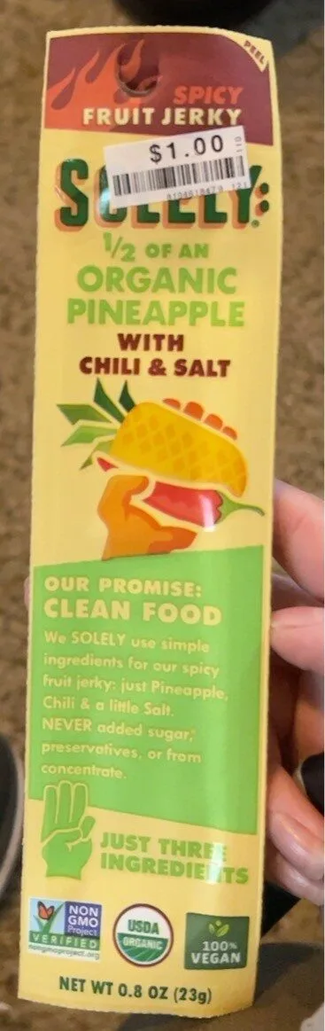 Organic Fruit Jerky Pineapple, Chili & Salt by Solely - Tier B kids snack