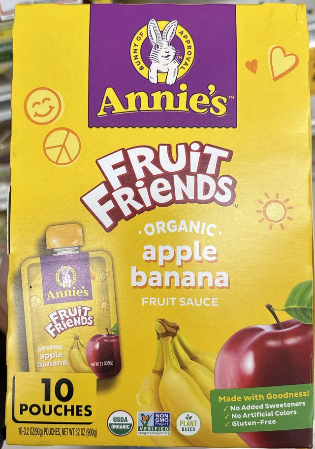 Fruit Friends Organic Apple Banana Fruit Sauce by Annie's Homegrown - Tier B kids snack