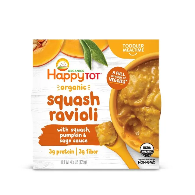 Happy Tot Organic Squash Ravioli with Squash, Pumpkin & Sage Sauce Toddler Food Bowl by Happy Tot - Tier B kids snack