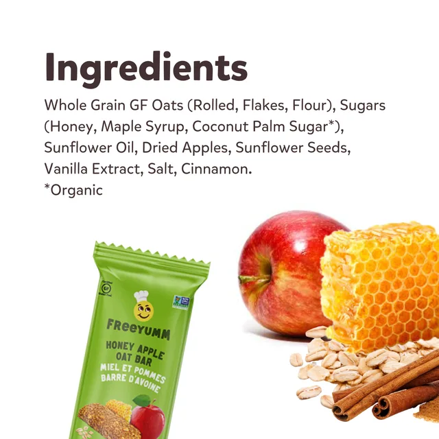 Honey Apple Soft Baked Bars by FreeYumm - Tier E kids snack