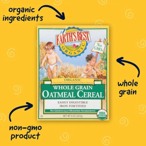 Whole Grain Oatmeal Cereal by Earth's Best - Tier B kids snack