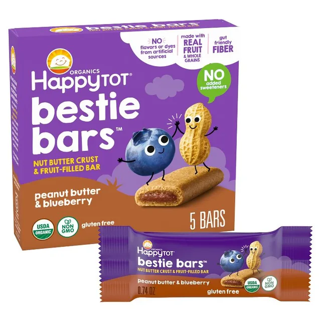 HappyTot Organics Bestie Bars Peanut Butter & Blueberry - 5ct/3.7oz by Happy Tot - Tier B kids snack