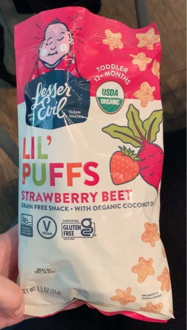 Lil Puffs, Star-Berry Beet by LesserEvil - Tier A kids snack