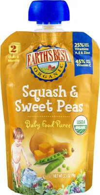 Squash & Sweet Peas Baby Food Puree by Earth's Best - Tier C kids snack